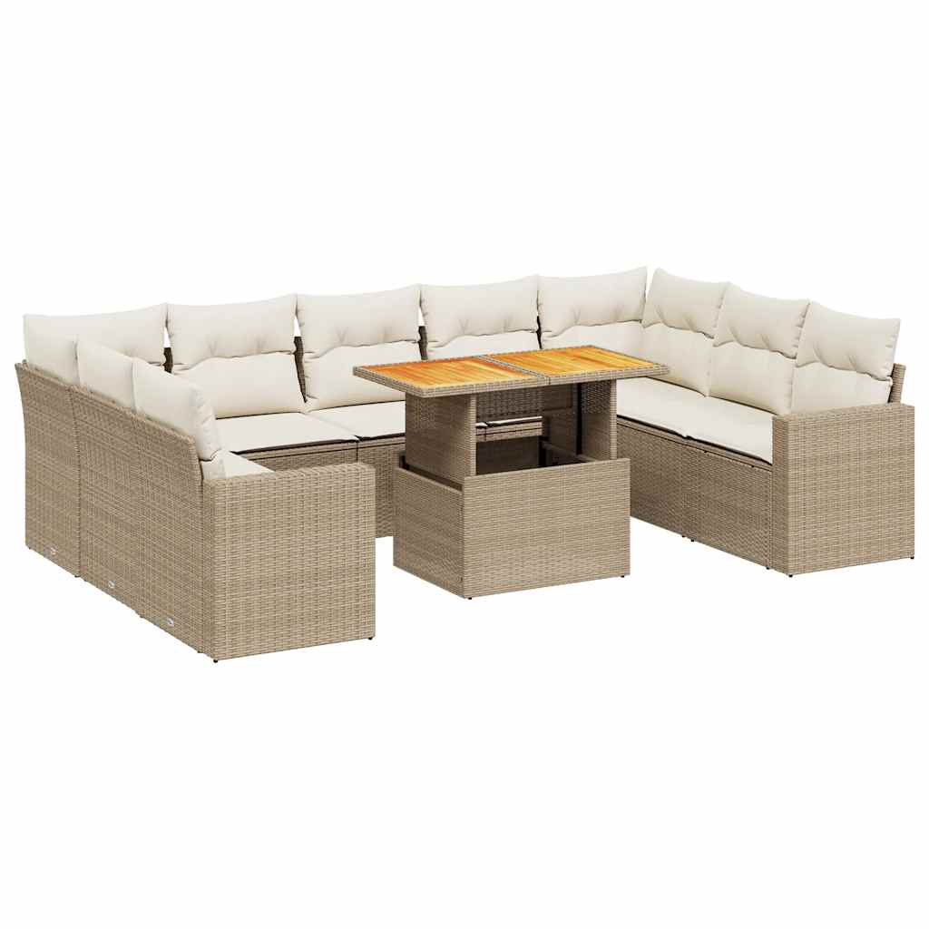 10-delige Loungeset met kussens poly rattan beige is nu te koop bij PeponiXL, paradijselijk wonen!