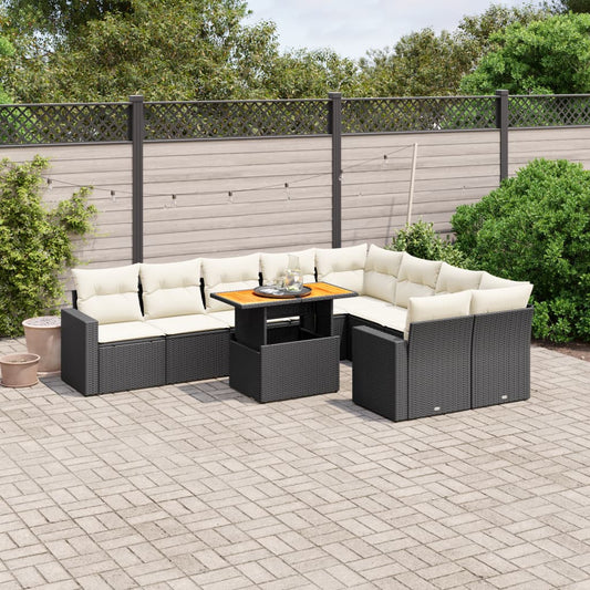 10-delige Loungeset met kussens poly rattan zwart is nu te koop bij PeponiXL, paradijselijk wonen!