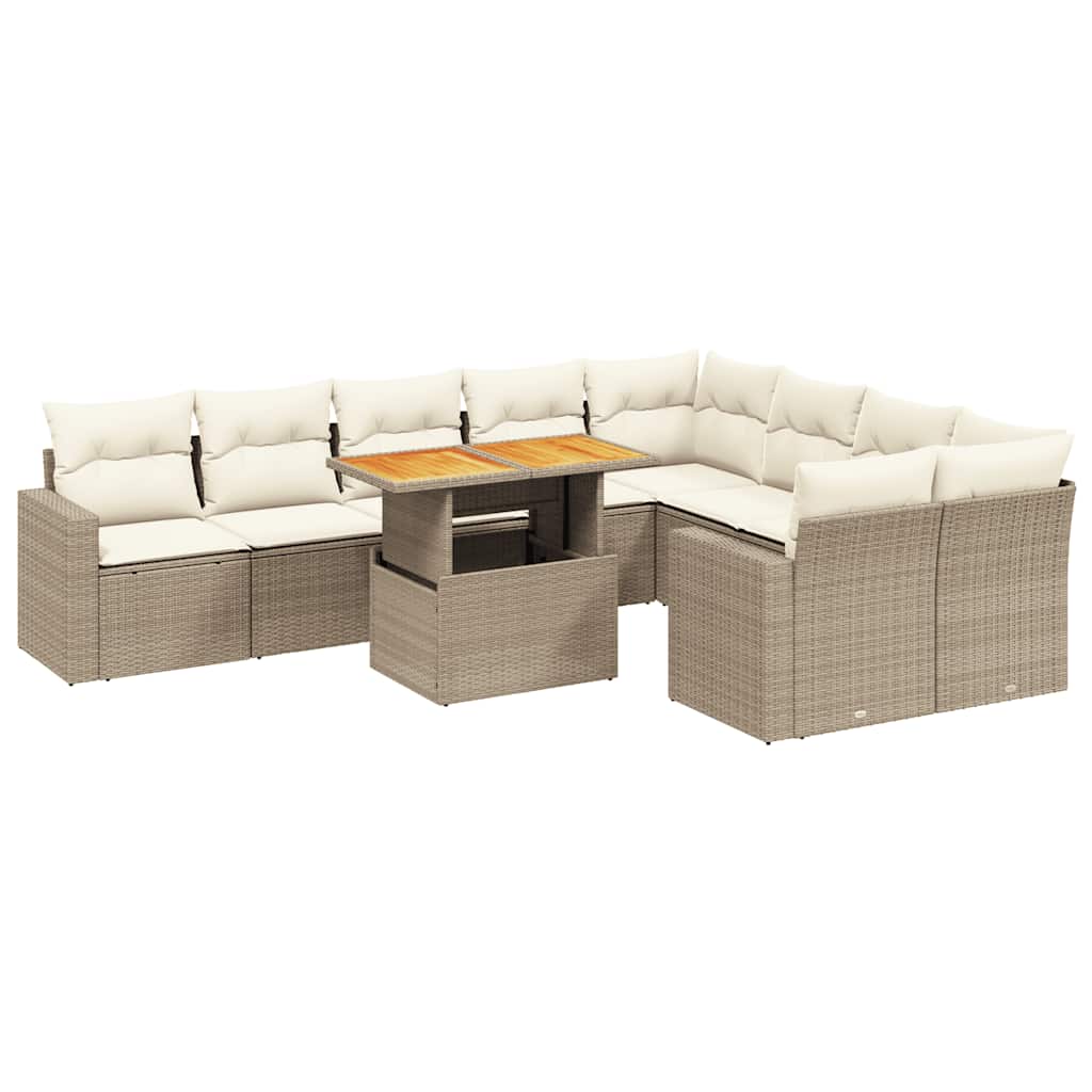 10-delige Loungeset met kussens poly rattan beige is nu te koop bij PeponiXL, paradijselijk wonen!