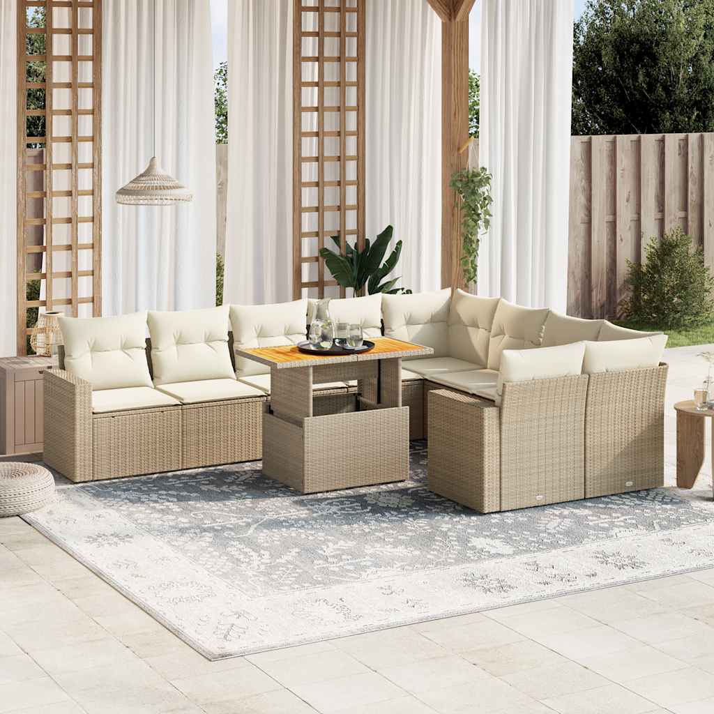 10-delige Loungeset met kussens poly rattan beige is nu te koop bij PeponiXL, paradijselijk wonen!