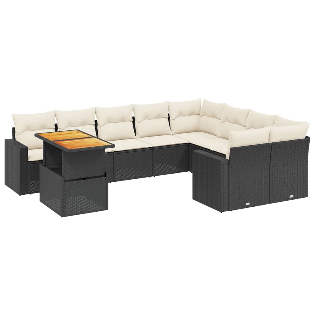 10-delige Loungeset met kussens poly rattan zwart is nu te koop bij PeponiXL, paradijselijk wonen!