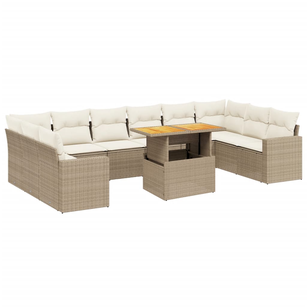 11-delige Tuinset met kussens poly rattan beige is nu te koop bij PeponiXL, paradijselijk wonen!