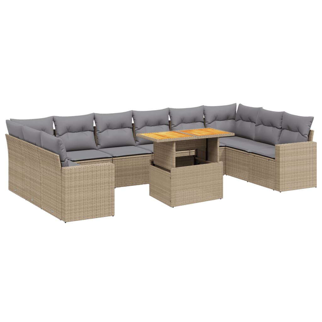 11-delige Tuinset met kussens poly rattan beige is nu te koop bij PeponiXL, paradijselijk wonen!
