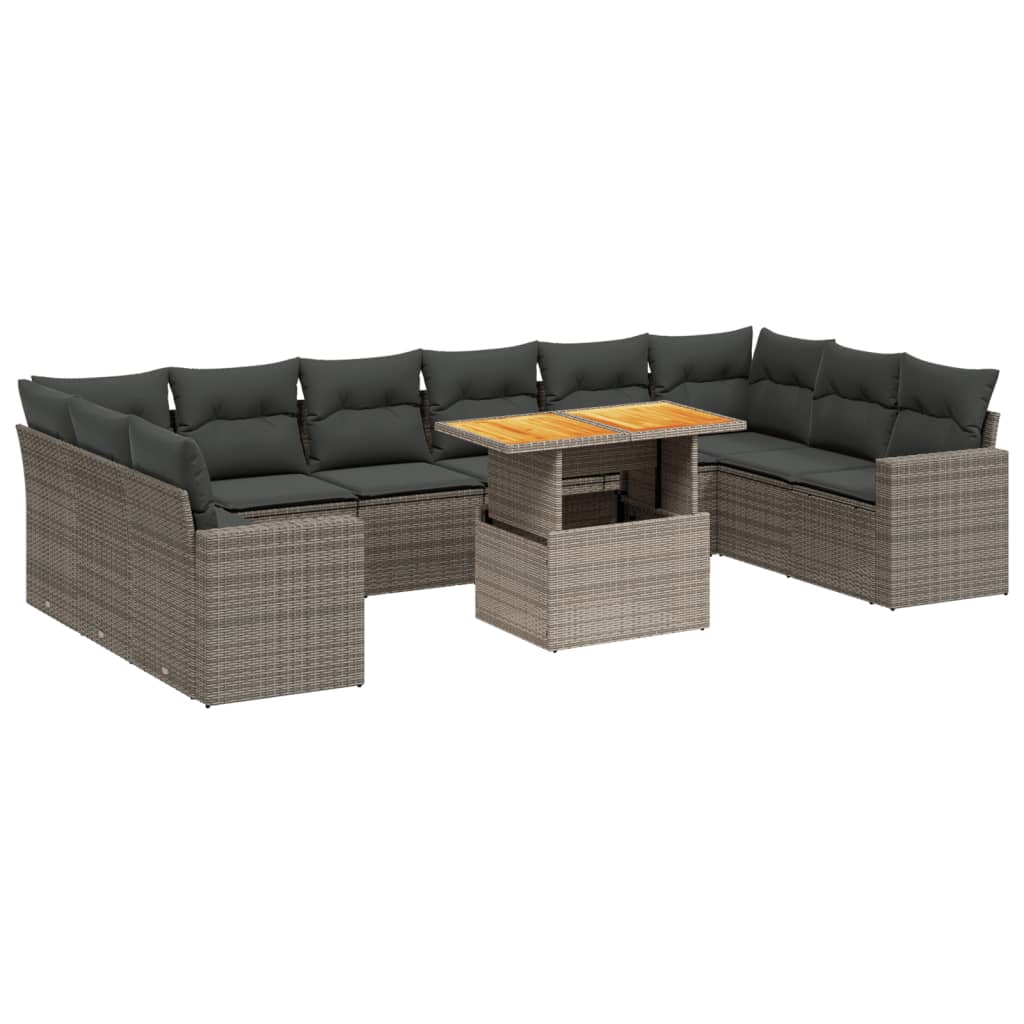 11-delige Loungeset met kussens poly rattan grijs is nu te koop bij PeponiXL, paradijselijk wonen!