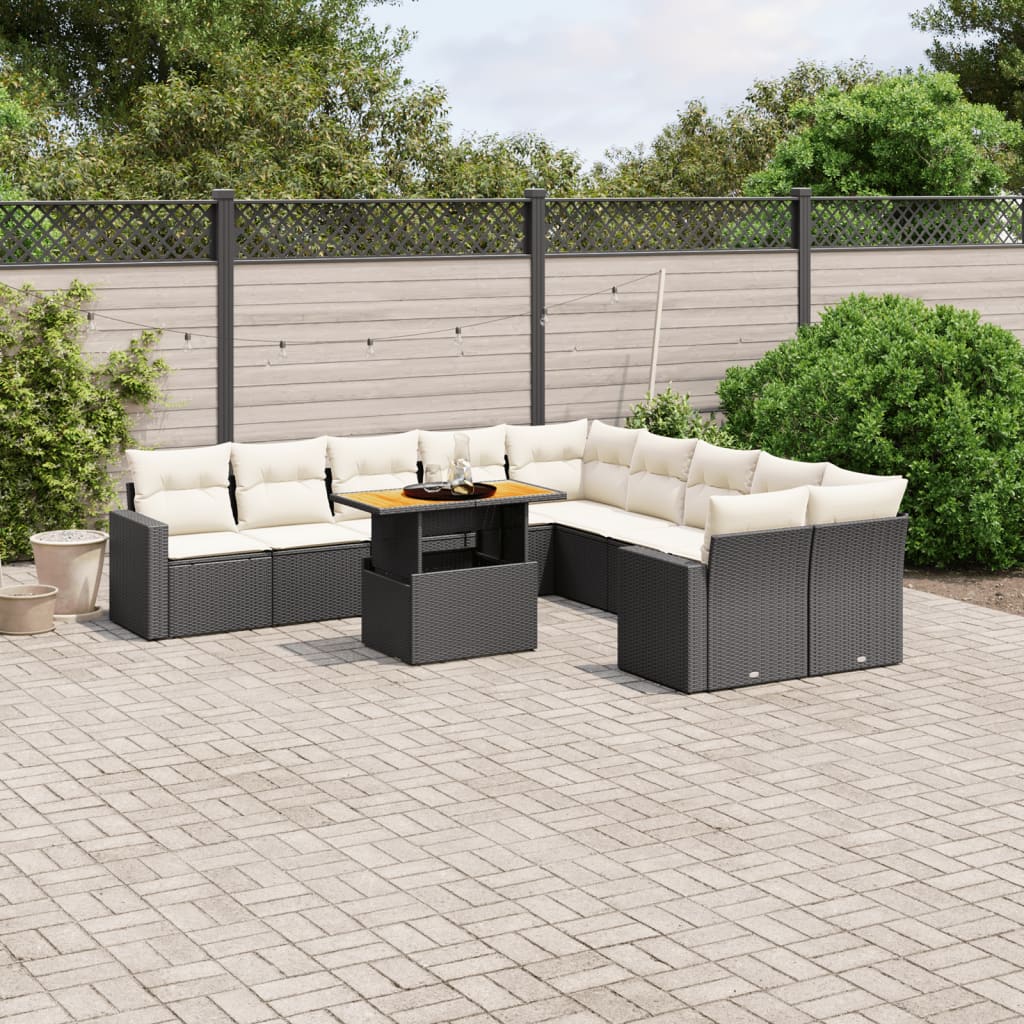 11-delige Loungeset met kussens poly rattan zwart is nu te koop bij PeponiXL, paradijselijk wonen!