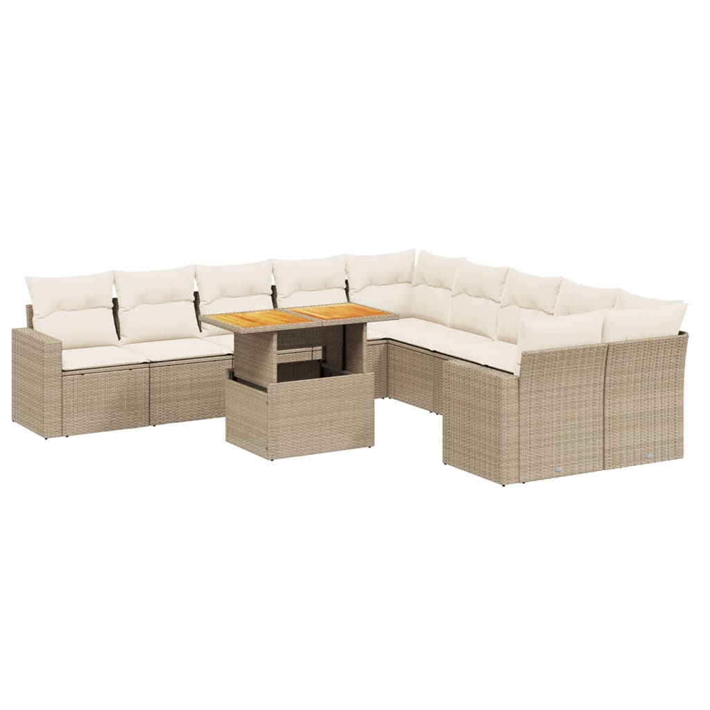 11-delige Tuinset met kussens poly rattan beige is nu te koop bij PeponiXL, paradijselijk wonen!