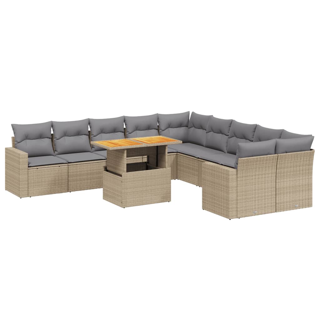 11-delige Tuinset met kussens poly rattan beige is nu te koop bij PeponiXL, paradijselijk wonen!
