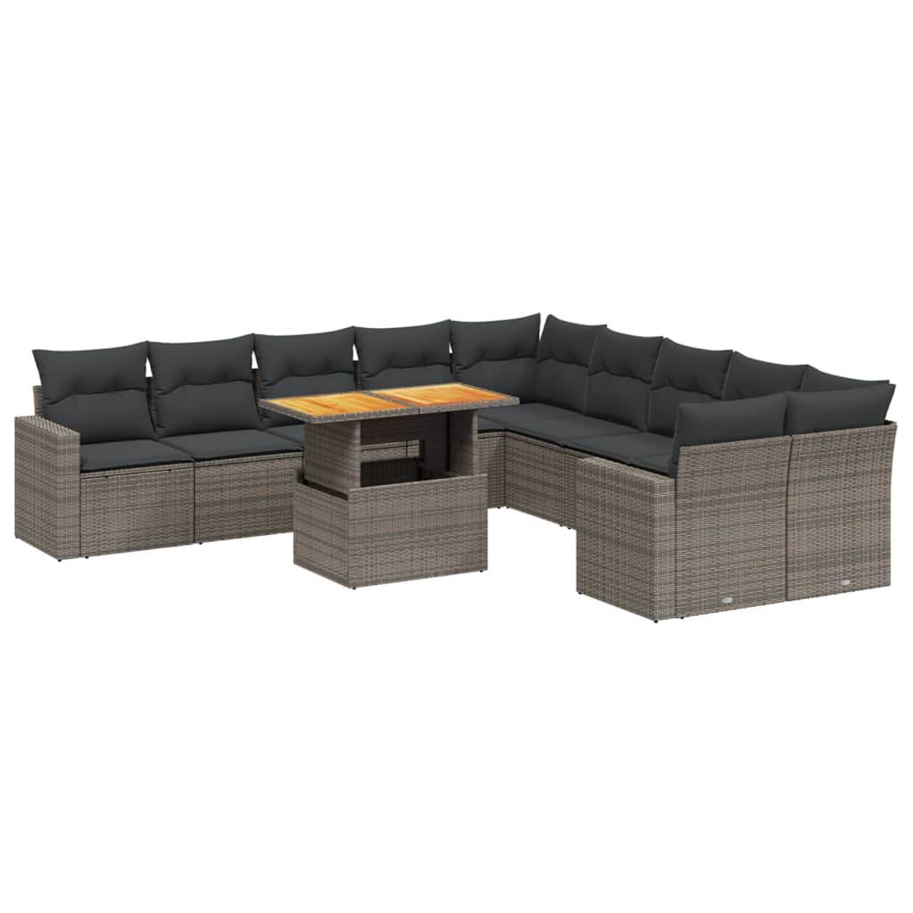 11-delige Loungeset met kussens poly rattan grijs is nu te koop bij PeponiXL, paradijselijk wonen!