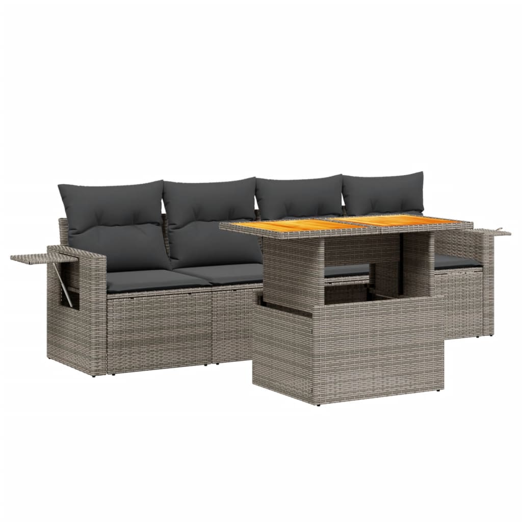 5-delige Loungeset met kussens poly rattan beige is nu te koop bij PeponiXL, paradijselijk wonen!