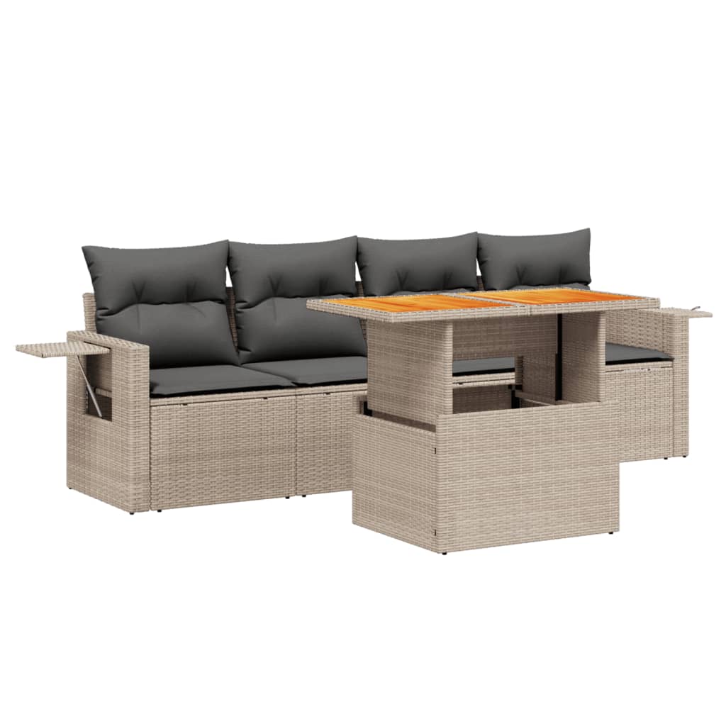 5-delige Loungeset met kussens poly rattan grijs is nu te koop bij PeponiXL, paradijselijk wonen!