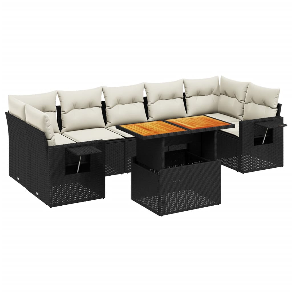 8-delige Loungeset met kussens poly rattan zwart is nu te koop bij PeponiXL, paradijselijk wonen!