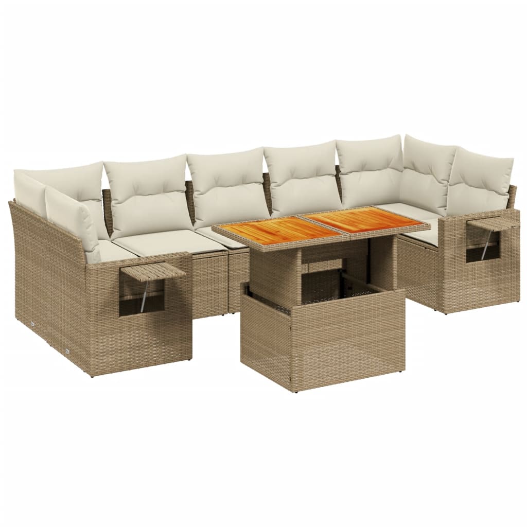 8-delige Loungeset met kussens poly rattan beige is nu te koop bij PeponiXL, paradijselijk wonen!
