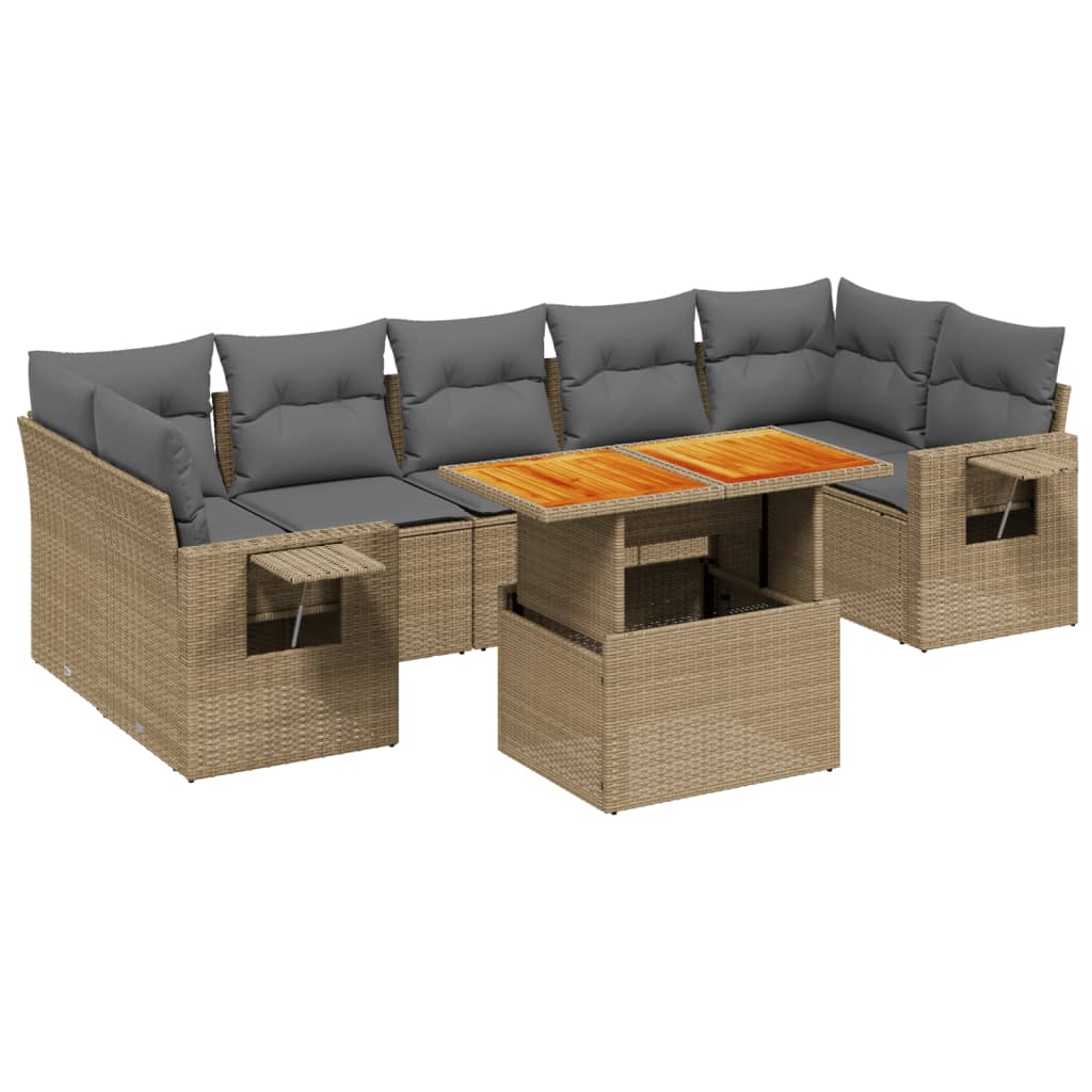 8-delige Loungeset met kussens poly rattan beige is nu te koop bij PeponiXL, paradijselijk wonen!