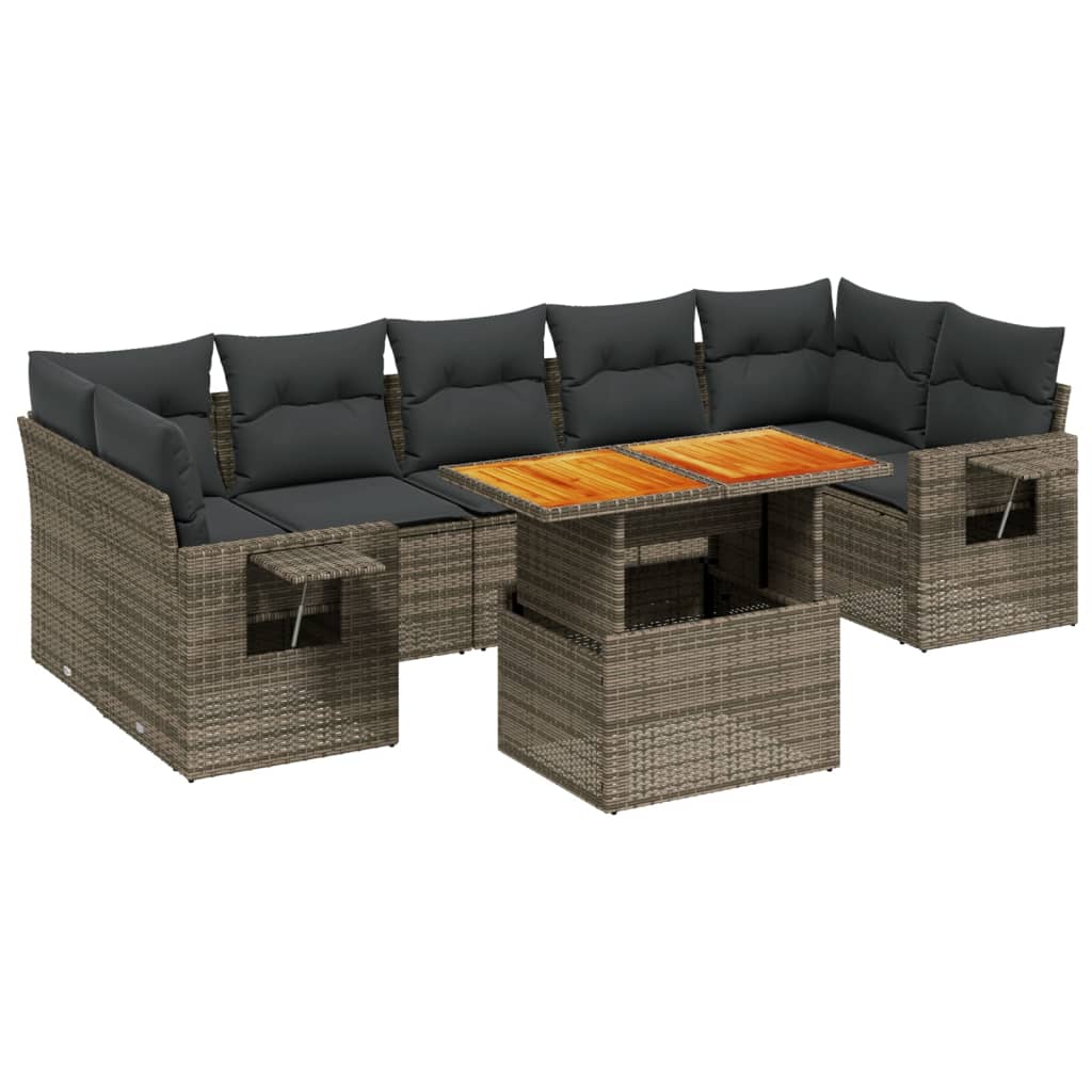 8-delige Loungeset met kussens poly rattan grijs is nu te koop bij PeponiXL, paradijselijk wonen!