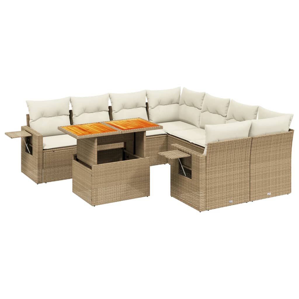 9-delige Loungeset met kussens poly rattan beige is nu te koop bij PeponiXL, paradijselijk wonen!