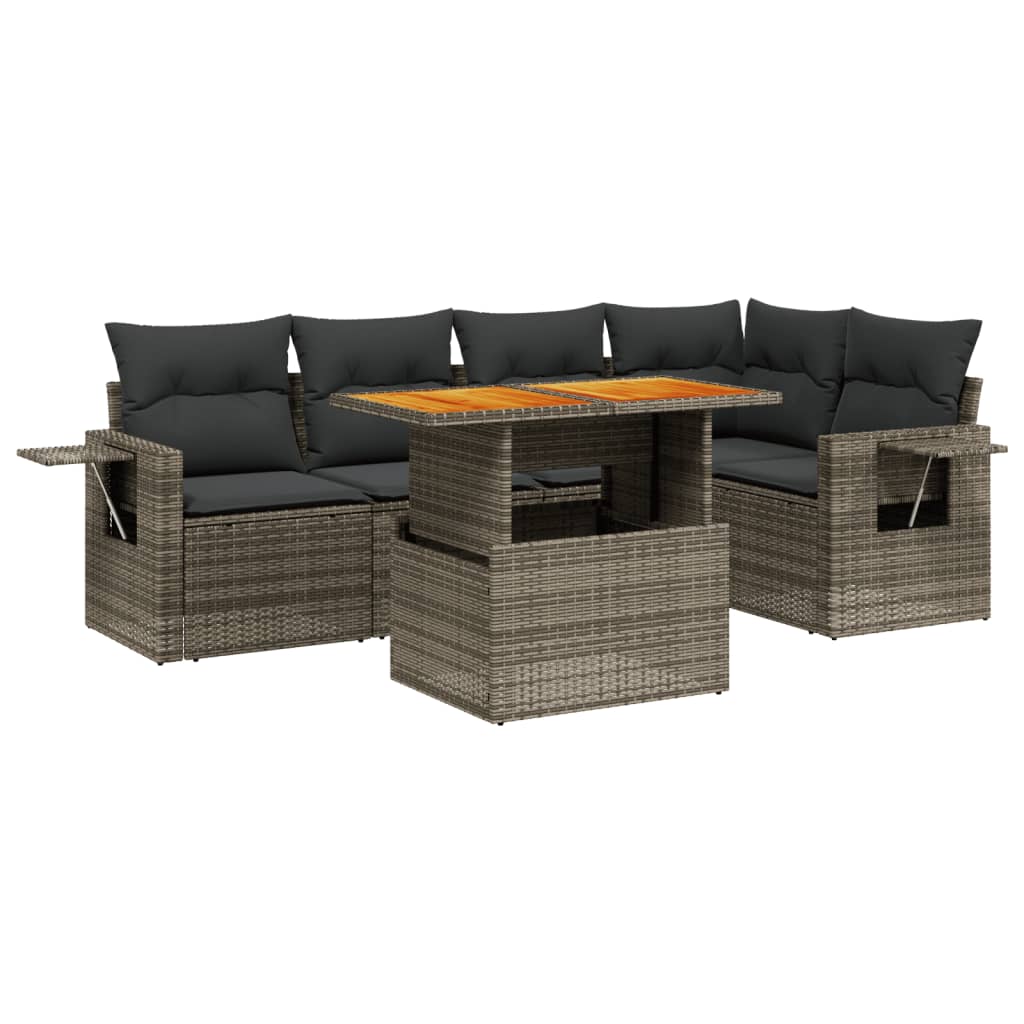 6-delige Loungeset met kussens poly rattan grijs is nu te koop bij PeponiXL, paradijselijk wonen!