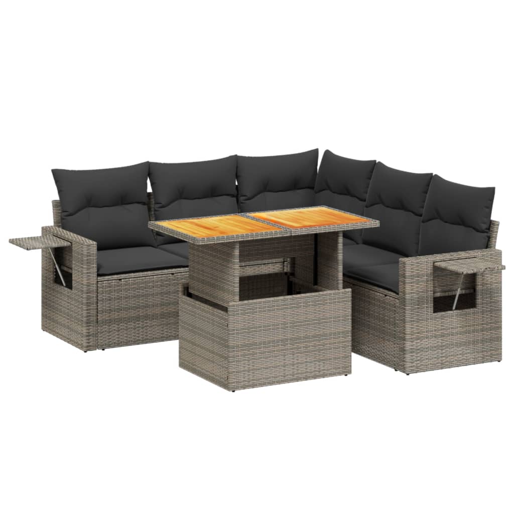6-delige Loungeset met kussens poly rattan grijs is nu te koop bij PeponiXL, paradijselijk wonen!