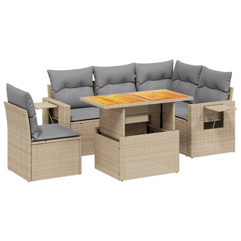 6-delige Loungeset met kussens poly rattan beige is nu te koop bij PeponiXL, paradijselijk wonen!
