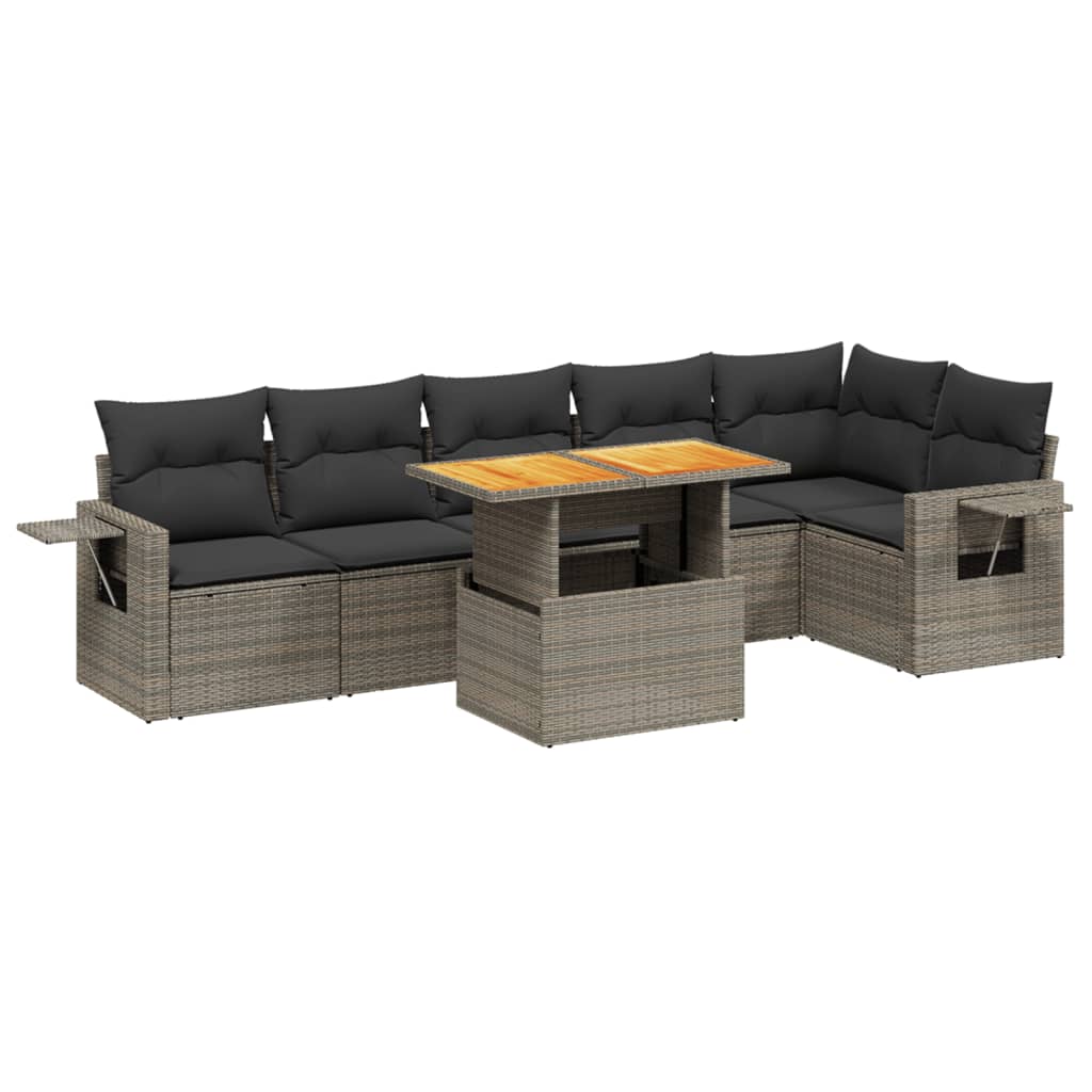 7-delige Loungeset met kussens poly rattan grijs is nu te koop bij PeponiXL, paradijselijk wonen!