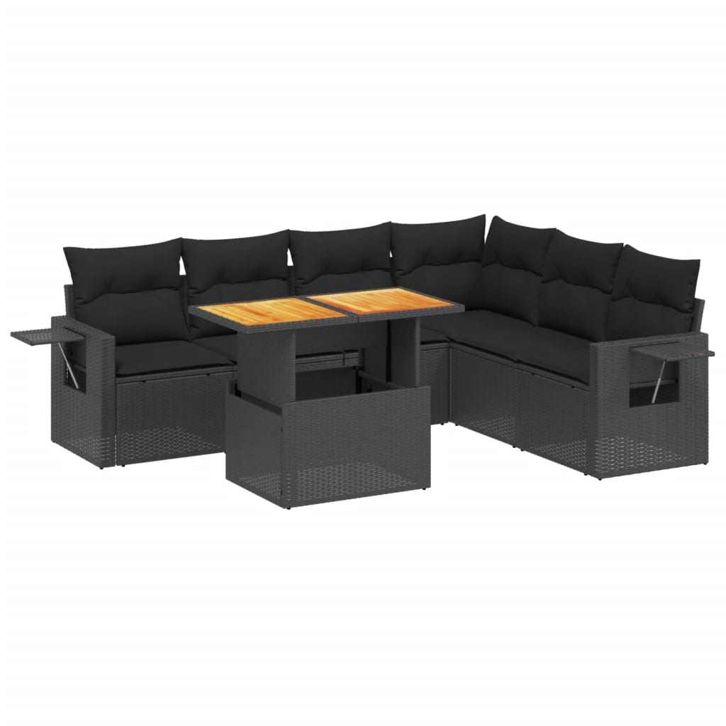 7-delige Loungeset met kussens poly rattan zwart is nu te koop bij PeponiXL, paradijselijk wonen!