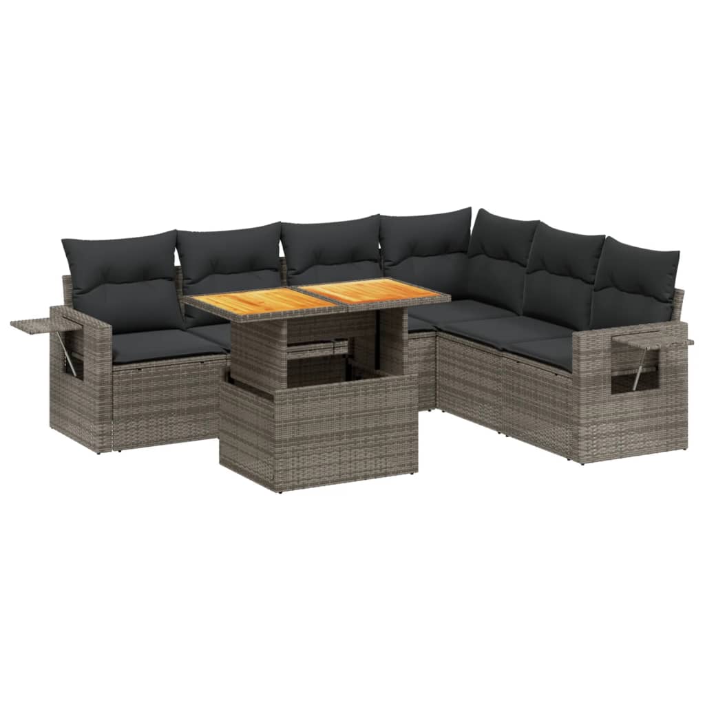 7-delige Loungeset met kussens poly rattan grijs is nu te koop bij PeponiXL, paradijselijk wonen!