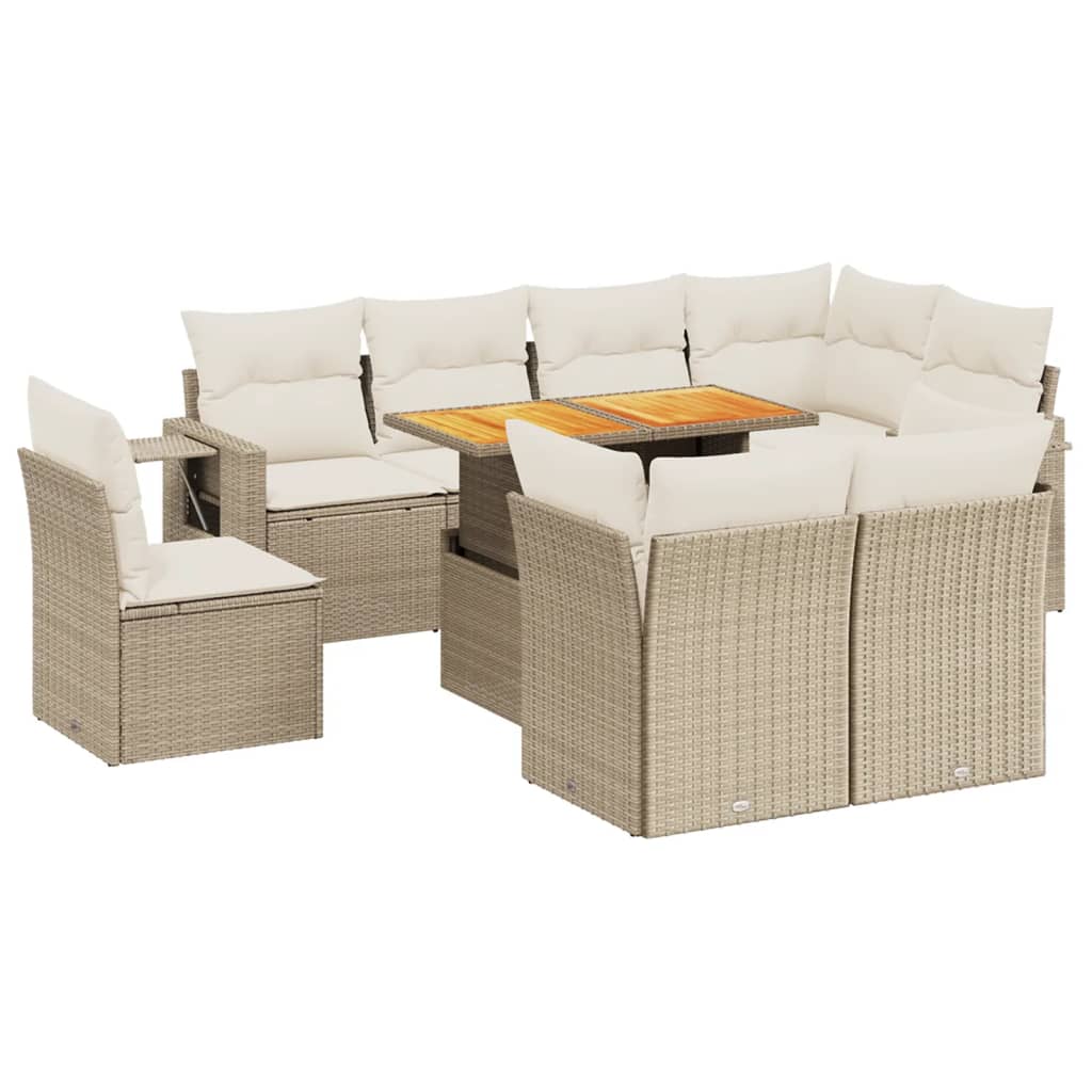 9-delige Loungeset met kussens poly rattan beige is nu te koop bij PeponiXL, paradijselijk wonen!
