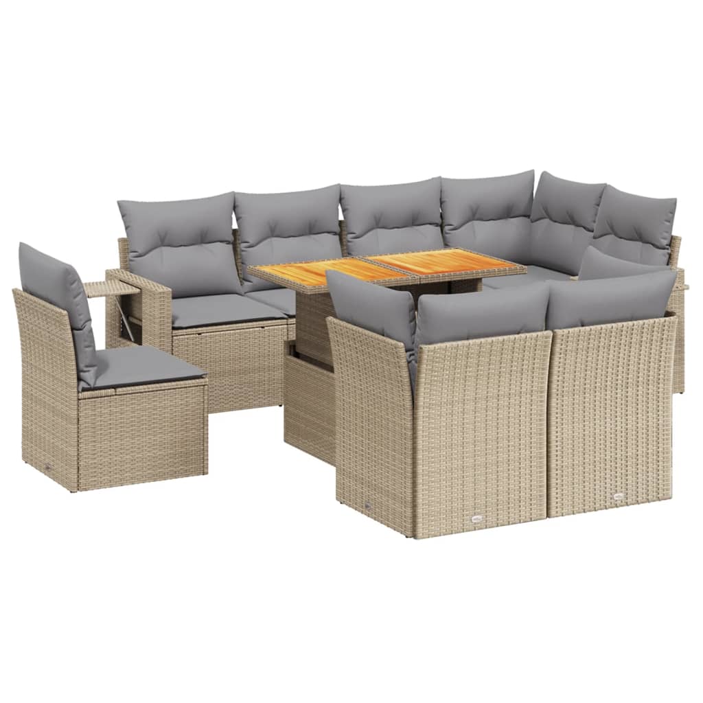 9-delige Loungeset met kussens poly rattan beige is nu te koop bij PeponiXL, paradijselijk wonen!