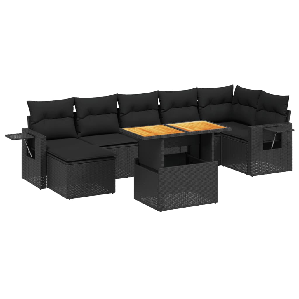 8-delige Loungeset met kussens poly rattan zwart is nu te koop bij PeponiXL, paradijselijk wonen!