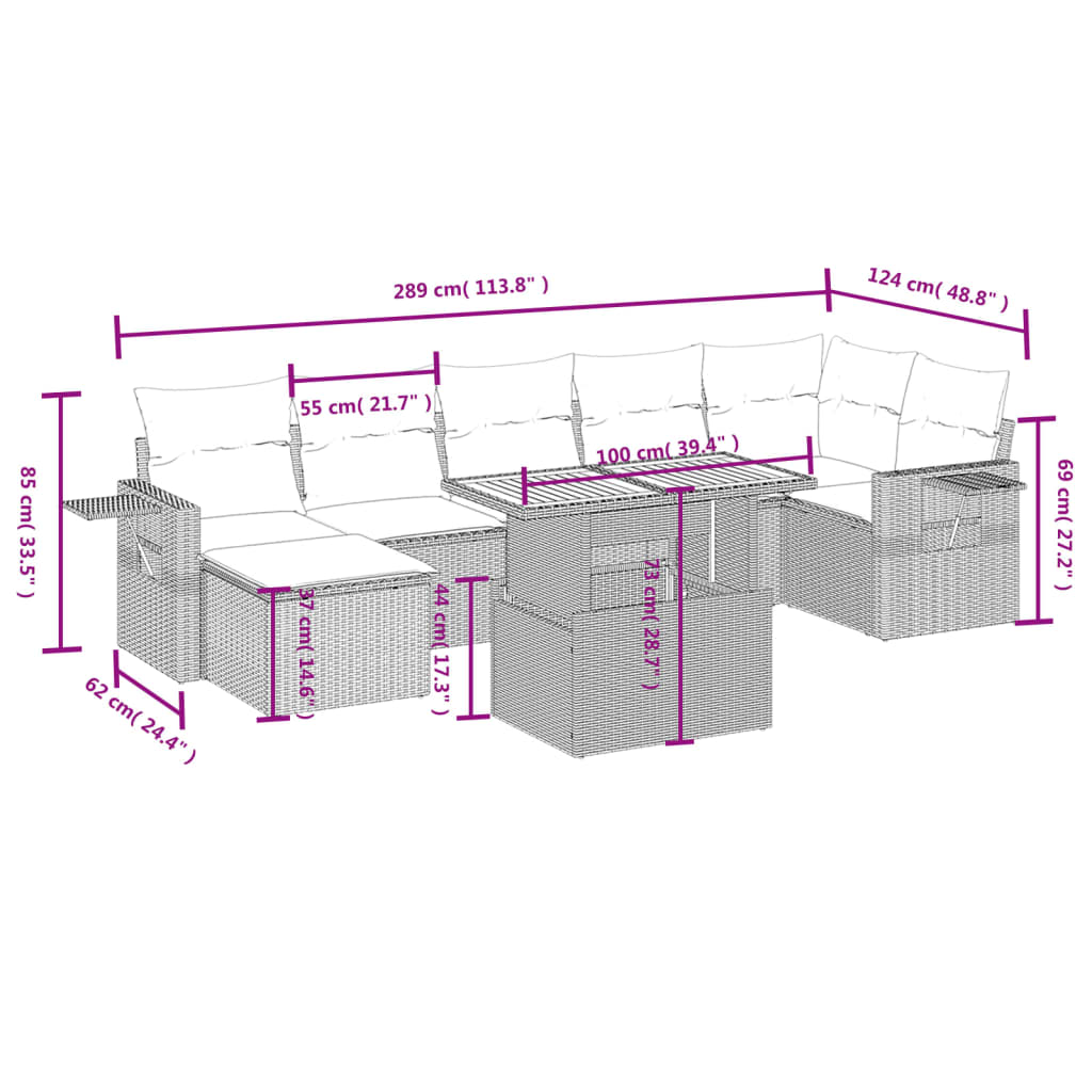 8-delige Loungeset met kussens poly rattan zwart is nu te koop bij PeponiXL, paradijselijk wonen!