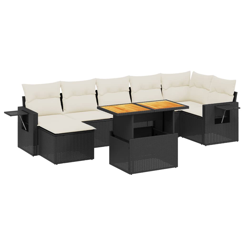 8-delige Loungeset met kussens poly rattan zwart is nu te koop bij PeponiXL, paradijselijk wonen!