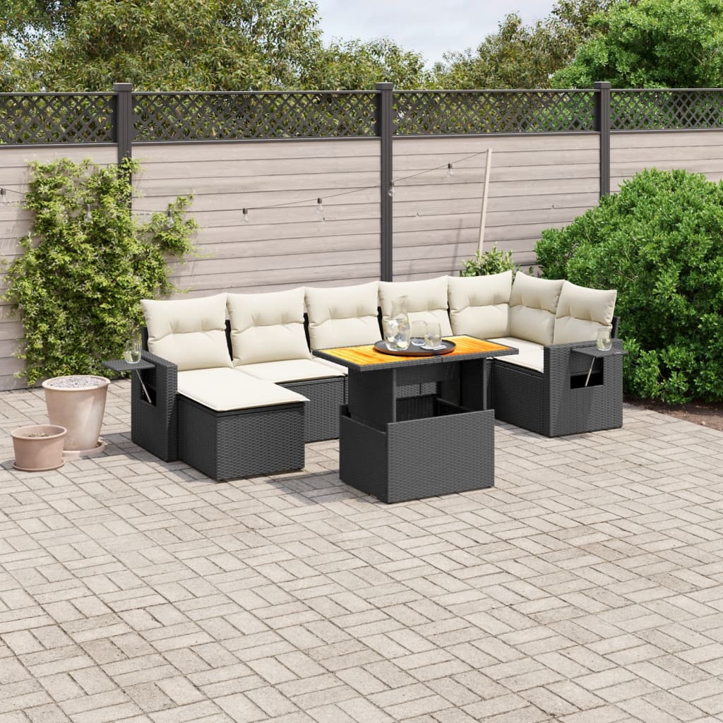 8-delige Loungeset met kussens poly rattan zwart is nu te koop bij PeponiXL, paradijselijk wonen!