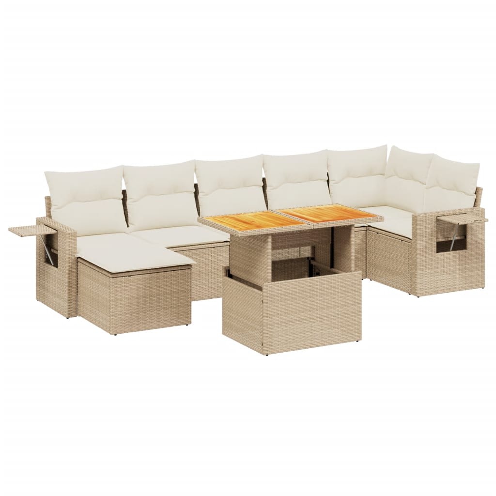 8-delige Loungeset met kussens poly rattan beige is nu te koop bij PeponiXL, paradijselijk wonen!