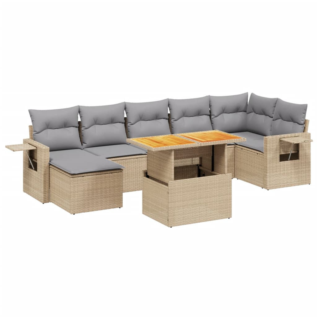 8-delige Loungeset met kussens poly rattan beige is nu te koop bij PeponiXL, paradijselijk wonen!