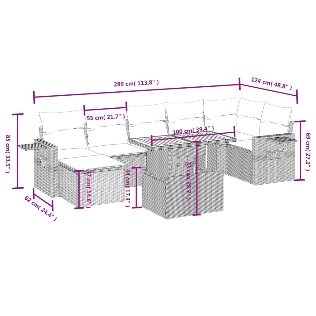 8-delige Loungeset met kussens poly rattan beige is nu te koop bij PeponiXL, paradijselijk wonen!