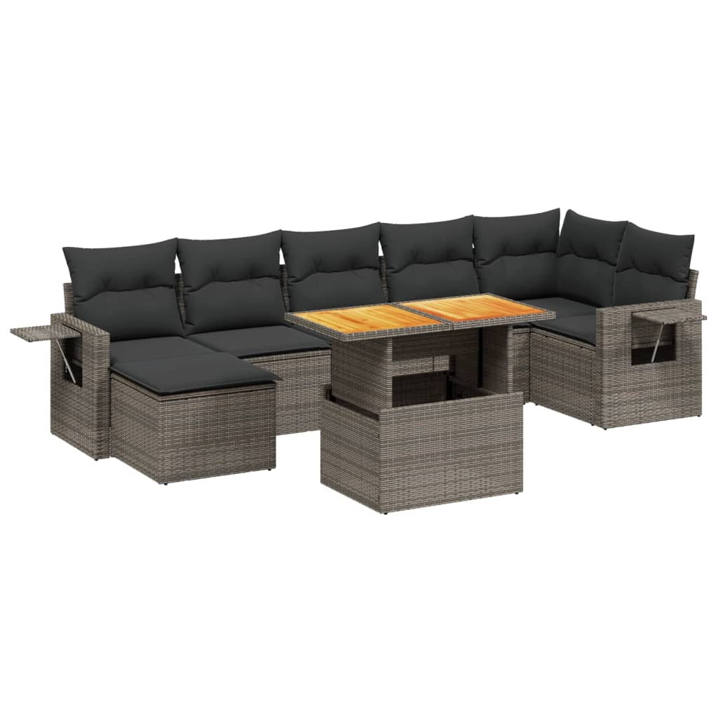 8-delige Loungeset met kussens poly rattan grijs is nu te koop bij PeponiXL, paradijselijk wonen!