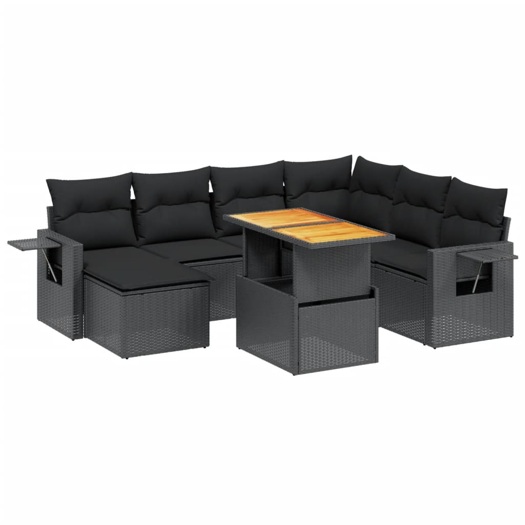 8-delige Loungeset met kussens poly rattan zwart is nu te koop bij PeponiXL, paradijselijk wonen!