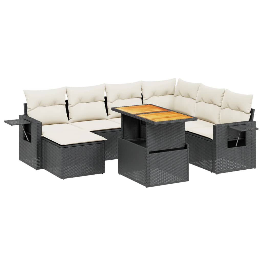 8-delige Loungeset met kussens poly rattan zwart is nu te koop bij PeponiXL, paradijselijk wonen!
