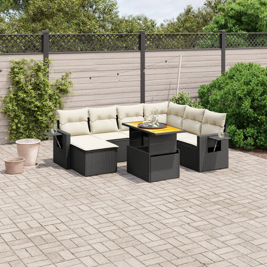 8-delige Loungeset met kussens poly rattan zwart is nu te koop bij PeponiXL, paradijselijk wonen!