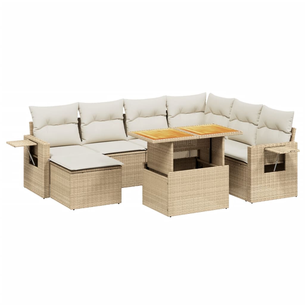 8-delige Loungeset met kussens poly rattan beige is nu te koop bij PeponiXL, paradijselijk wonen!