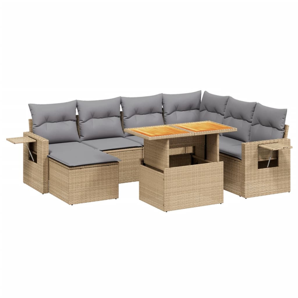 8-delige Loungeset met kussens poly rattan beige is nu te koop bij PeponiXL, paradijselijk wonen!