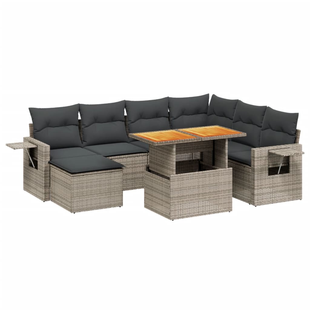 8-delige Loungeset met kussens poly rattan grijs is nu te koop bij PeponiXL, paradijselijk wonen!