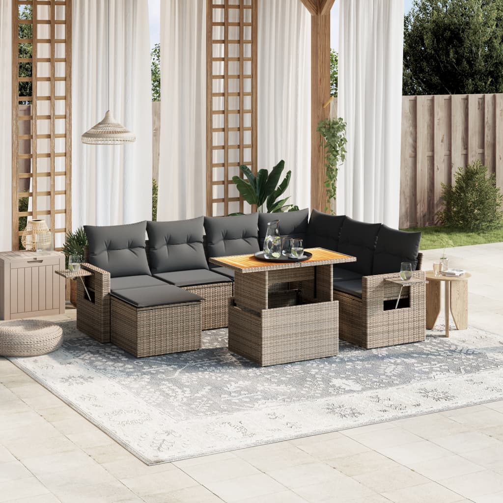 8-delige Loungeset met kussens poly rattan grijs is nu te koop bij PeponiXL, paradijselijk wonen!