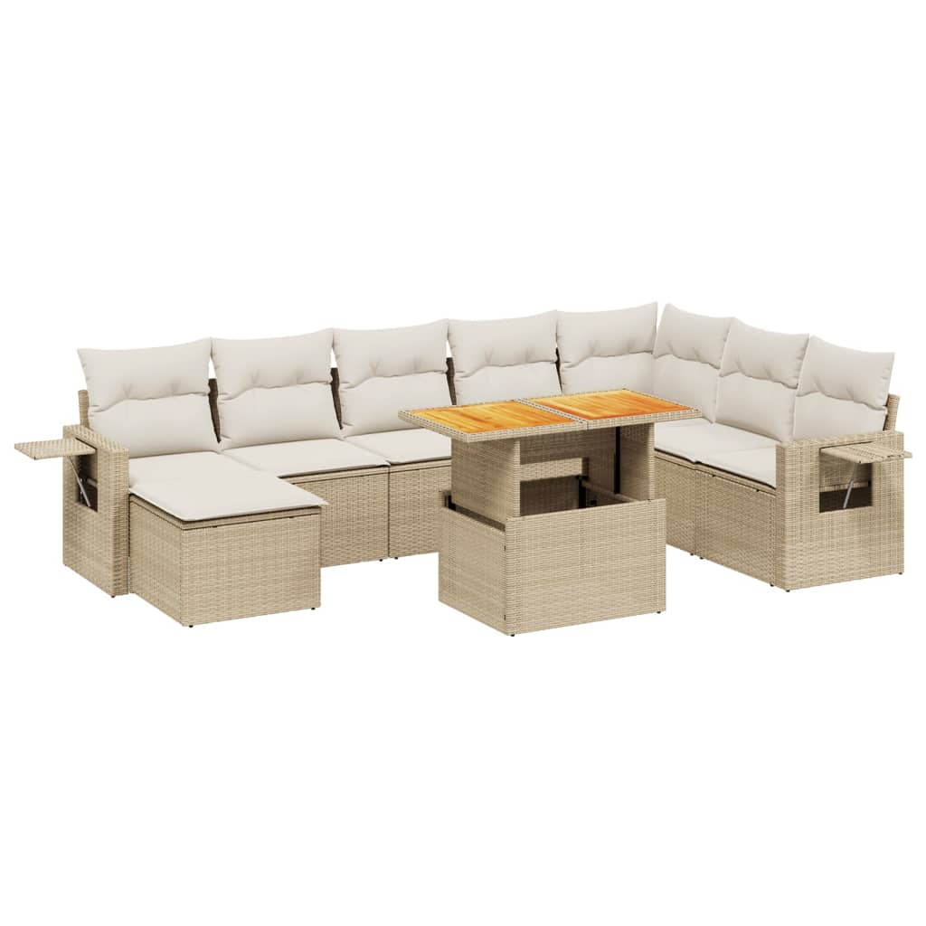 9-delige Loungeset met kussens poly rattan beige is nu te koop bij PeponiXL, paradijselijk wonen!