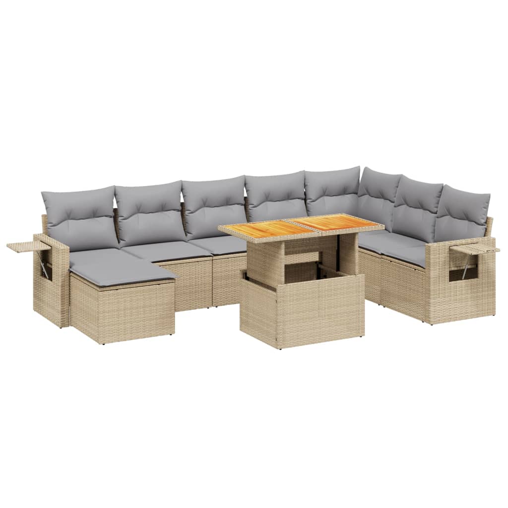 9-delige Loungeset met kussens poly rattan beige is nu te koop bij PeponiXL, paradijselijk wonen!