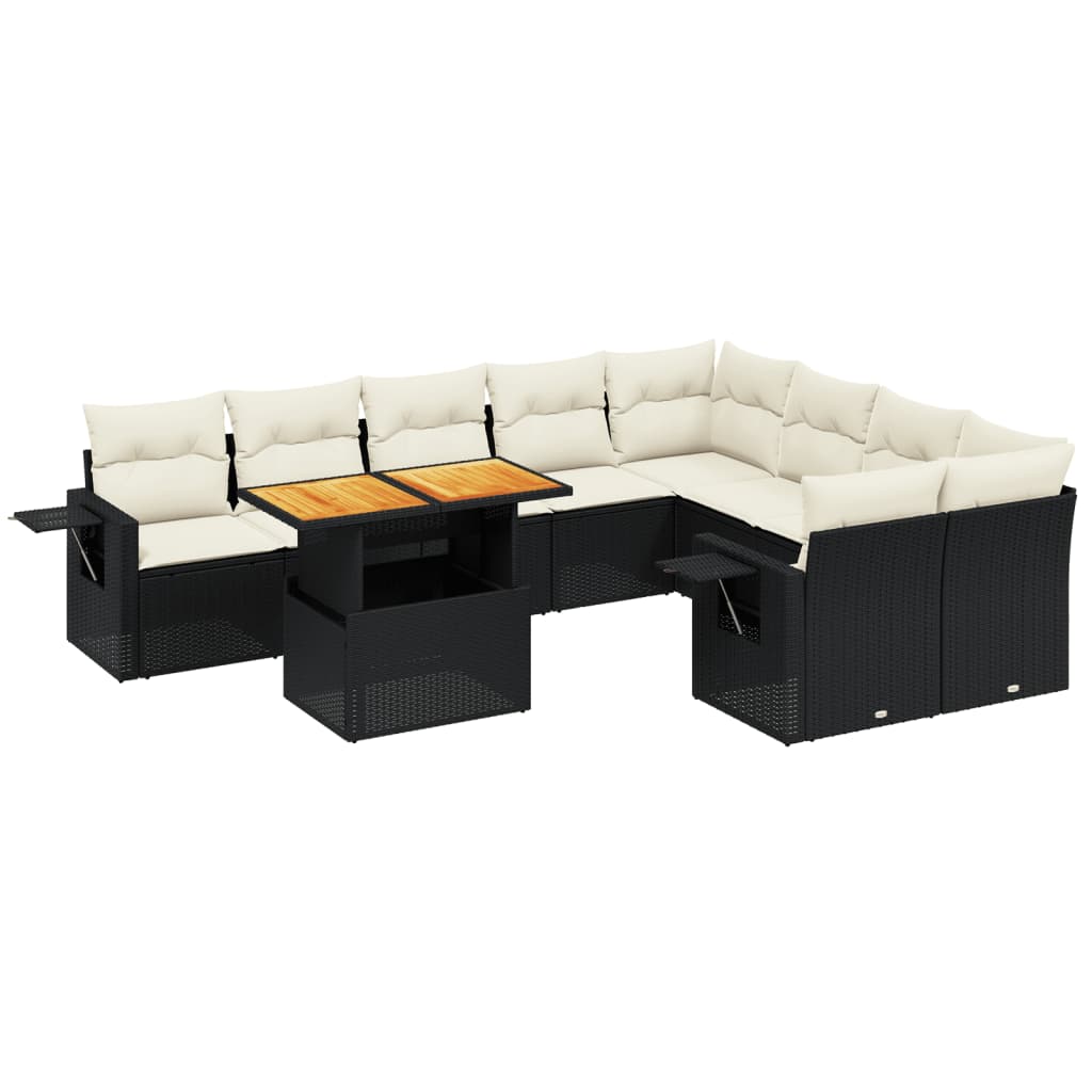 10-delige Loungeset met kussens poly rattan zwart is nu te koop bij PeponiXL, paradijselijk wonen!