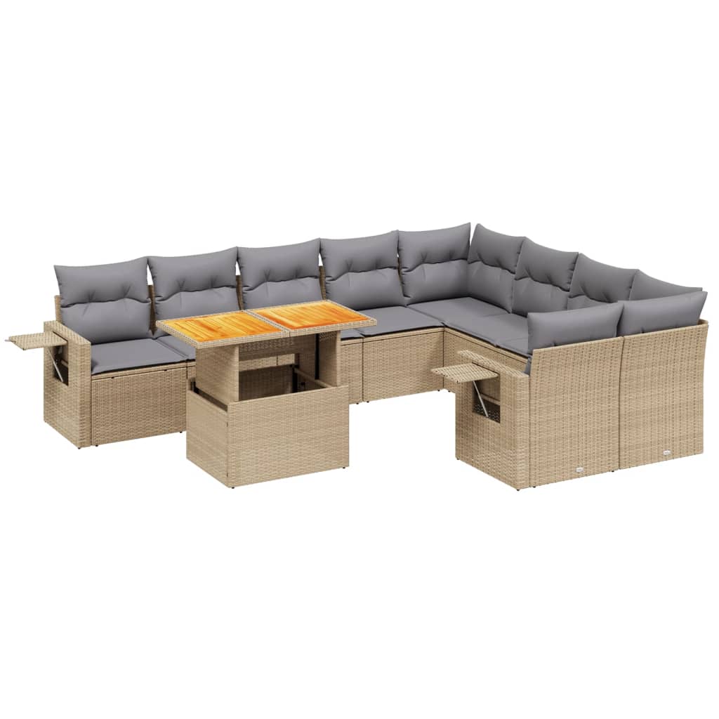 10-delige Loungeset met kussens poly rattan beige is nu te koop bij PeponiXL, paradijselijk wonen!