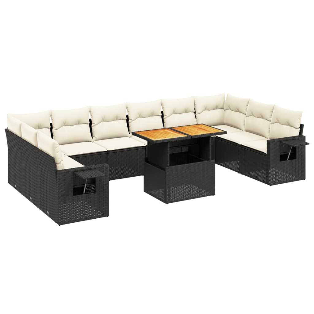 11-delige Loungeset met kussens poly rattan zwart is nu te koop bij PeponiXL, paradijselijk wonen!