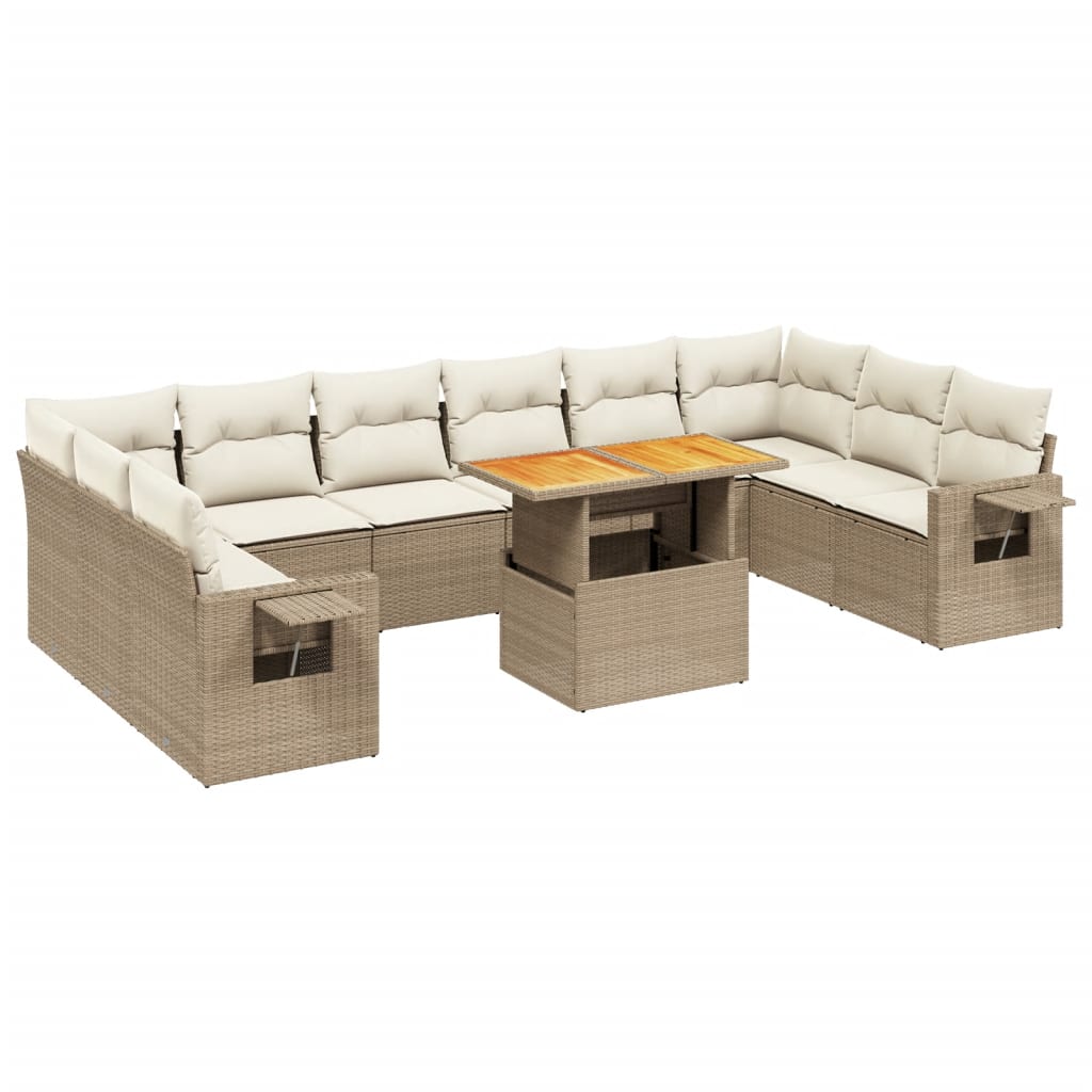 11-delige Tuinset met kussens poly rattan beige is nu te koop bij PeponiXL, paradijselijk wonen!