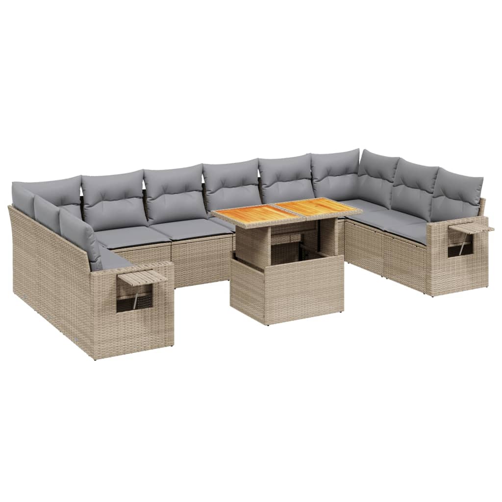 11-delige Tuinset met kussens poly rattan beige is nu te koop bij PeponiXL, paradijselijk wonen!