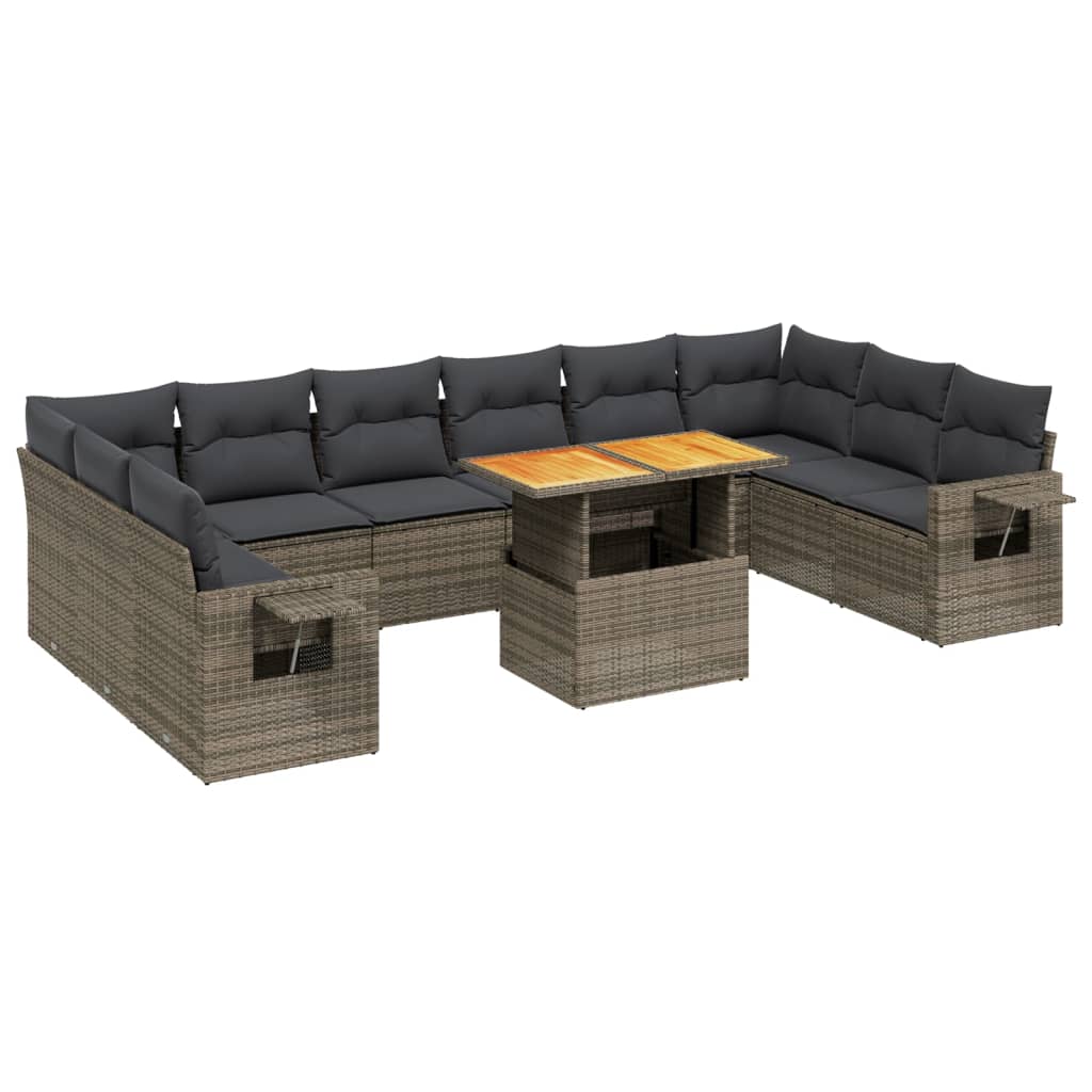 11-delige Loungeset met kussens poly rattan grijs is nu te koop bij PeponiXL, paradijselijk wonen!